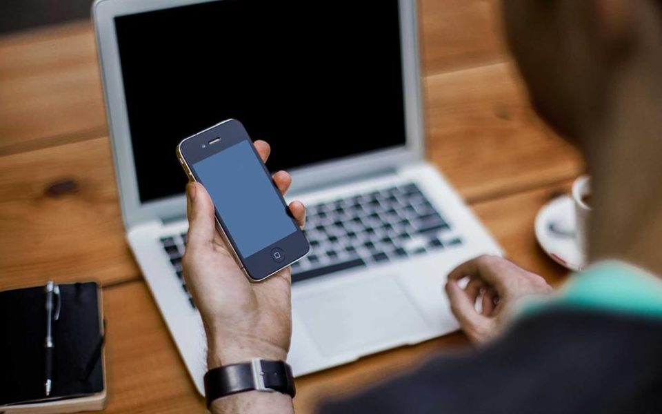 Someone holding a smartphone